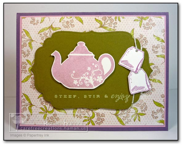 Supplies<br />
Stamps: Tea for Two (PTI); Tea (Blockheads);<br />
Ink: Lavender Moon, White,...