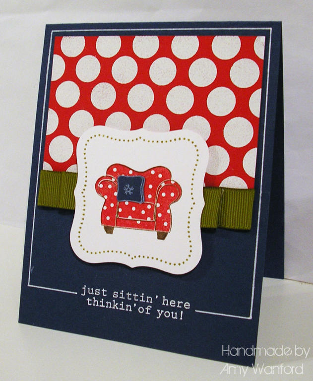 Just playing with white embossing powder to make these super bold polka dots on pure poppy card!