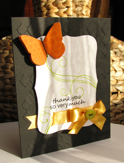 Simple thank you with a double dot spot sewn butterfly die!