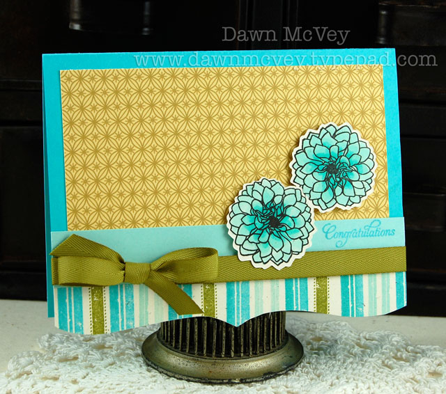 Paper: hawaiian shores, aqua mist, rustic cream, Color Couture patterned paper<br />
Stamps:...