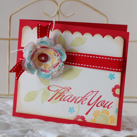 Thank You card:<br />
 Stamps:  Beautiful Blooms II, Turning a New Leaf, Big and Bold Wishes<br...
