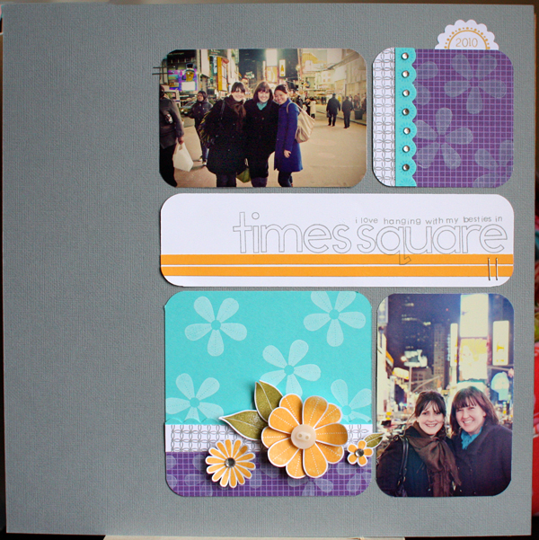 These flowers were too gorgeous not to use!  I took the purple, teal, yellow color combo from...