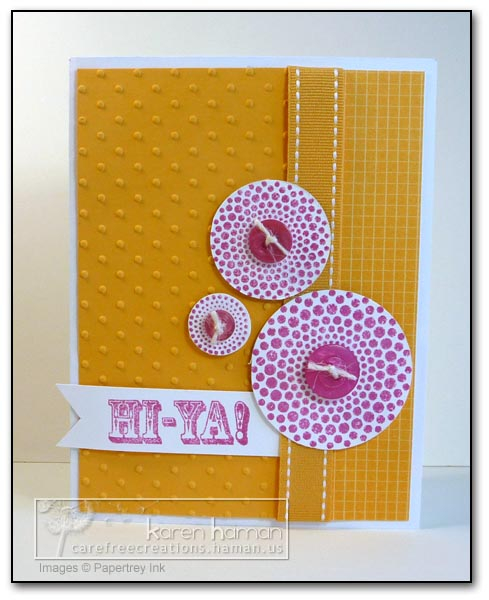 Supplies<br />
All supplies PTI unless otherwise noted.<br />
Stamps: Dot Spot, Say it With...