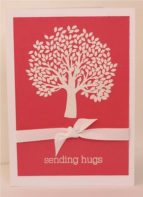 Through the Trees; Raspberry Fizz; Versamark; White Embossing powder