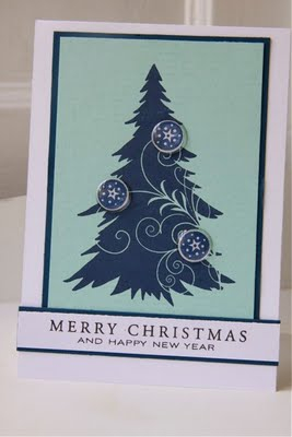 Tree Trimming Trio; Background Basics - Text Style; Aqua Miss &amp; Enchanted Evening card