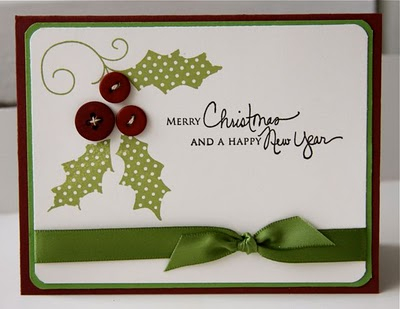 Holiday button bits; Signature Christmas; Scarlet Jewel card &amp; buttons; New leaf ribbon