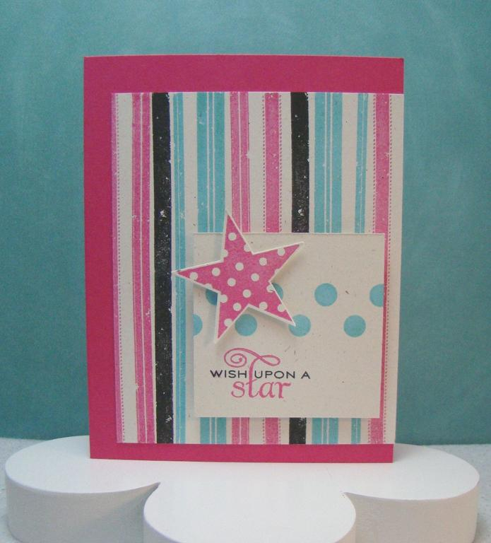 Stamps:  PTI Distressed Stripes, Polka Dot Basics, Star Prints<br />
Paper:  PTI Rustic White,...