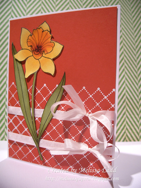 Stamps: Year of Flowers: Daffodil, Background Basics: Tin Types<br />
Ink: Versamark, Summer...