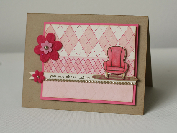 * Stamps- Chair-ished, A Little Argyle <br />
    * Ink- Raspberry Fizz, Hibiscus Burst, Dark...