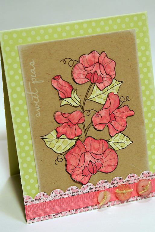 stamps: Year of Flowers: Sweet Peas, Polka Dot Basics II, Background Basics: Text Style...