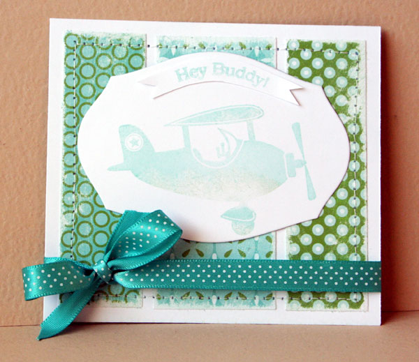 stamps: Fly Away<br />
ink: Aqua Mist, New Leaf <br />
paper: white card stock, Green Boutique...