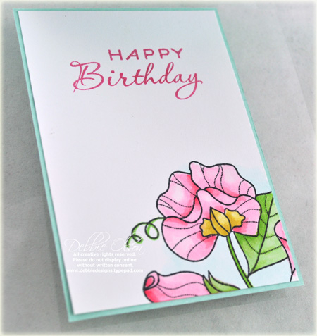 Stamps: Year of Flowers: Sweet Peas<br />
Cardstock: Creatively Clear Cardstock, Stampers...