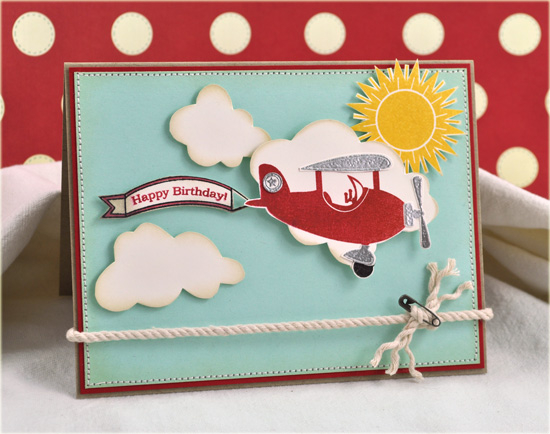 Stamps: Fly Away, Scattered Showers Additions<br />
Cardstock: Aqua Mist, Pure Poppy, Kraft,...