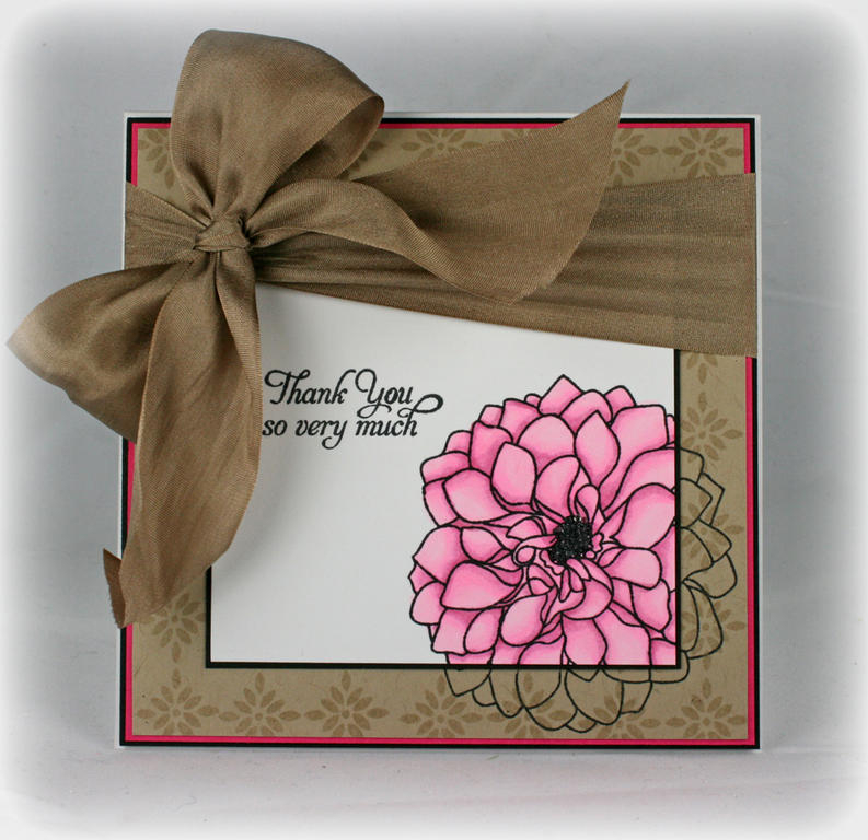 Stamps:  Delightful Dahlia and Background Basics ~ Botanical (PTI), Ink:  Black Momento and...
