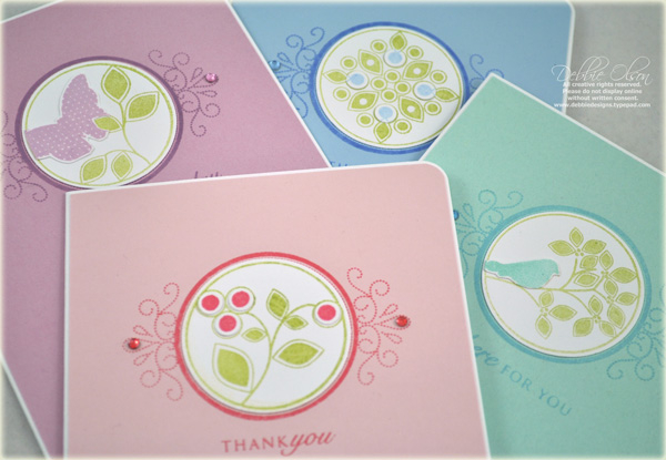 Stamps: 2010 Anniversary Set<br />
Cardstock: Sweet Blush, Aqua MIst, Lavender Moon, Spring...