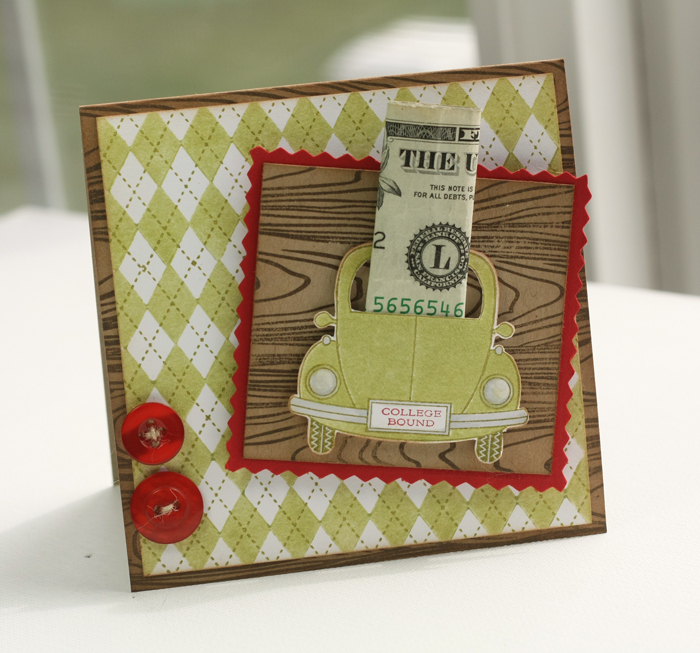 Stamps- Enjoy the Rids, Woodgrain, A Little Argyle<br />
Ink- Dark Chocolate, Spring Moss, Ripe...