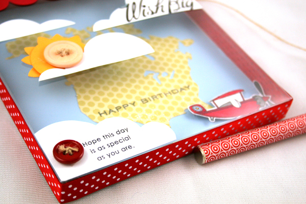 Stamps: Fly Away (available April 15th), Birthday Basics, Big and Bold Wishes<br />
Patterned...