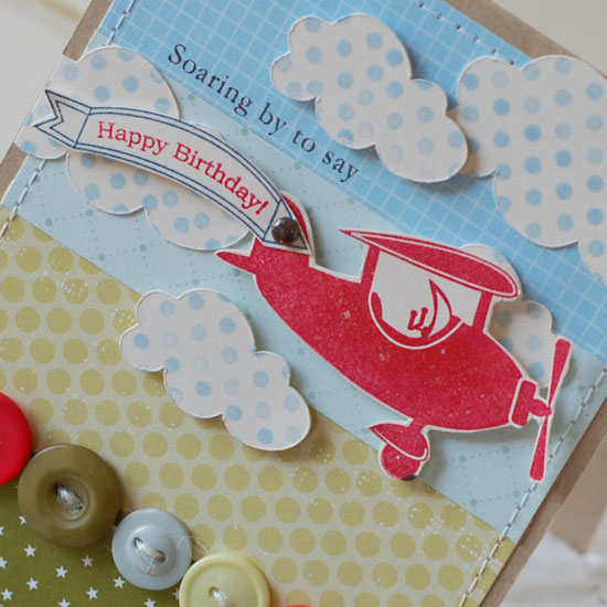 Stamps:  Fly Away, Polka Dot Basics II, Everyday Button Bits<br />
Ink:  Spring Rain, Pure...