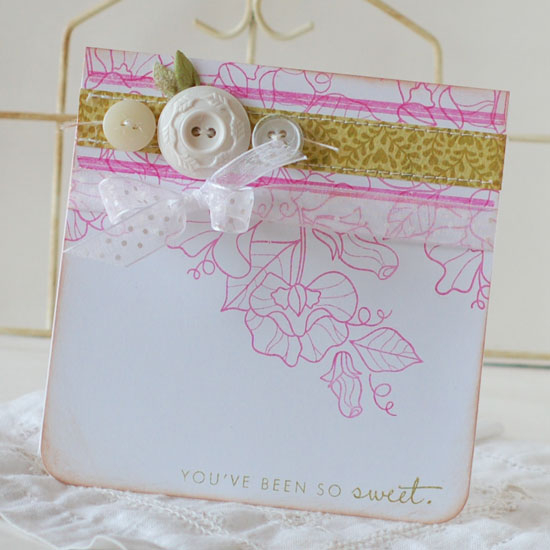 Stamps:  Year of Flowers: Sweet Pea, Distressed Stripes<br />
Ink:  Raspberry Fizz, Ripe...