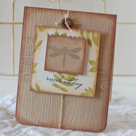 Stamps:  Masculine Motifs, Background Basics: Woodgrain<br />
Ink:  Ripe Avocado, Smokey...