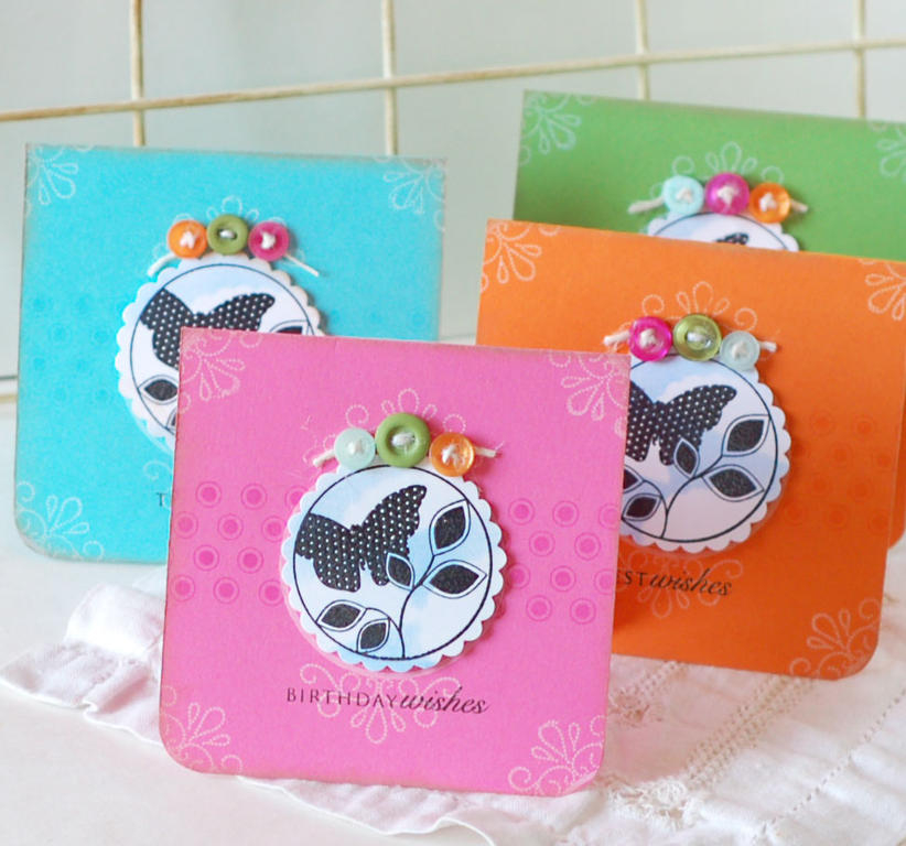 Stamps:  2009 Anniversary set<br />
Ink:  True Black, Spring Rain, Raspberry Fizz, Hawaiian...