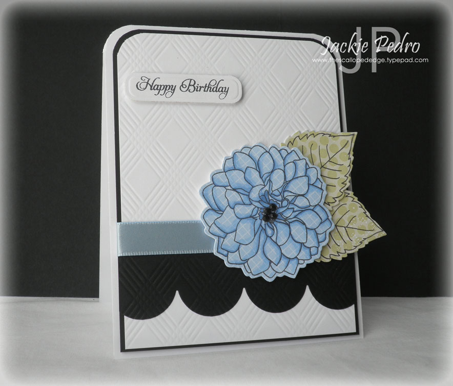 Stamps:  Delightful Dahlias (PTI)<br />
Paper:  White, True Black, Bitty Box and Pretty Pastels...