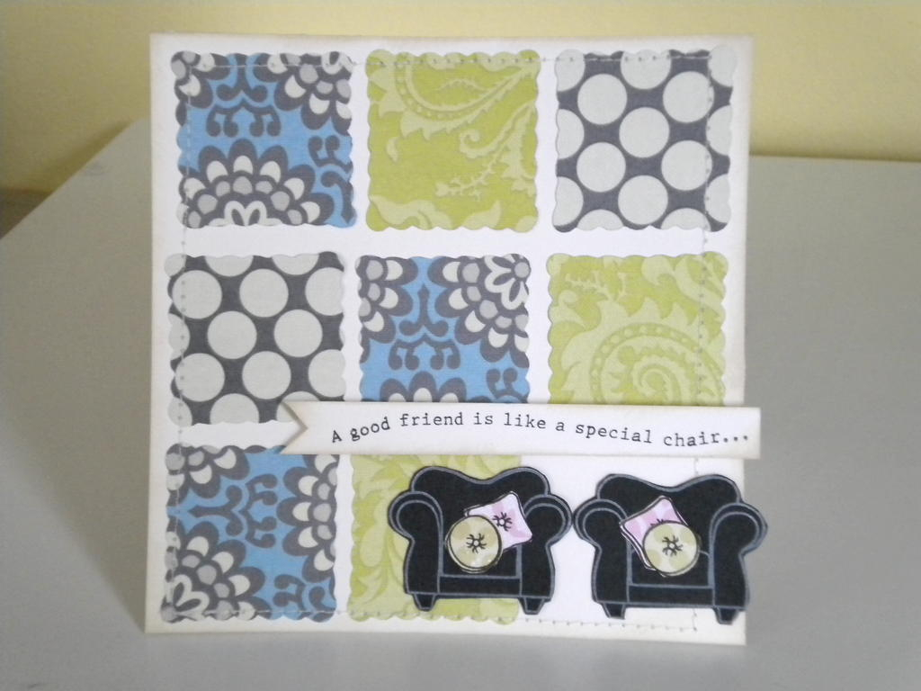 On My Couch stamp set<br />
Vintage cream cardstock<br />
Smokey Shadow cardstock<br />
black...