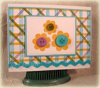 Supplies:<br />
Stamps: Papertrey Distressed Stripes &amp; Blooming Button Bits<br />
Paper:...