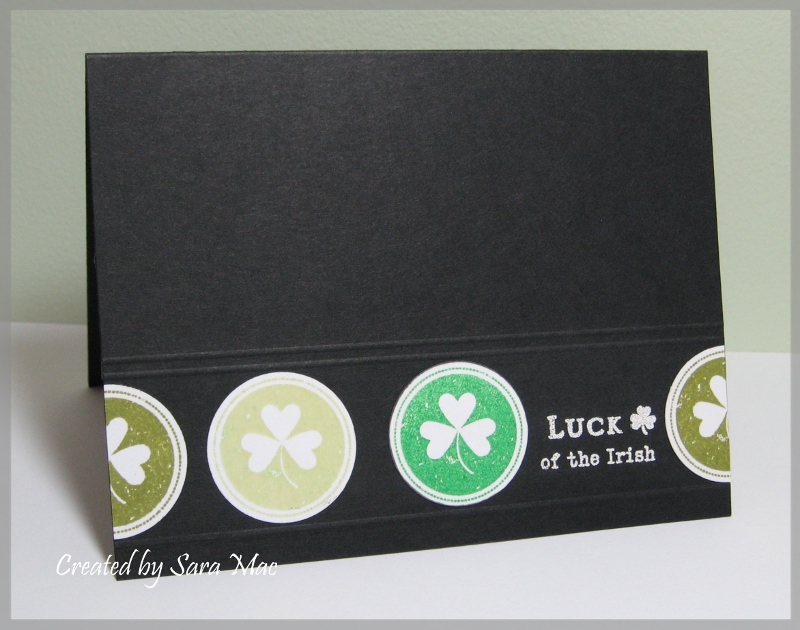 Stamps:  Luck of the Irish<br />
Paper:  True Black, white<br />
Ink:  Ripe Avocado, Spring...