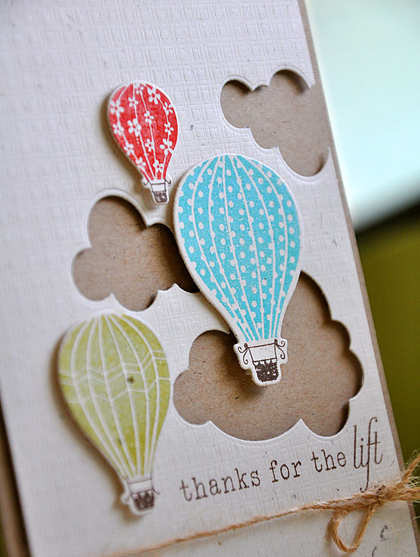 Stamps:  Up, Up &amp; Away<br />
Ink:  Hawaiian Shores, Simply Chartreuse, Terracotta Tile...