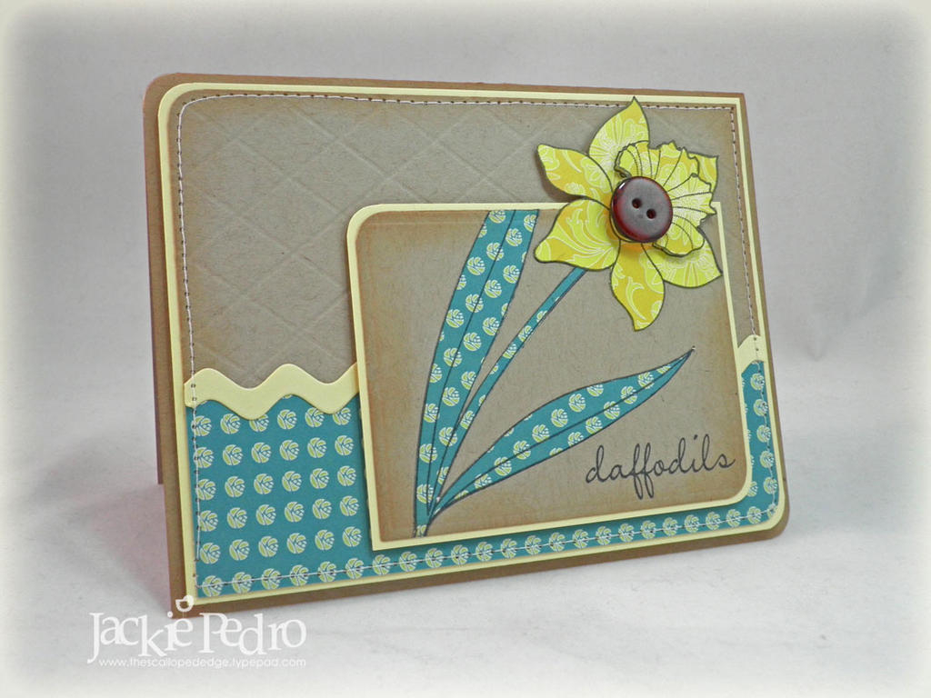 Stamps:  YOF: Daffodils<br />
Paper:  Kraft, Lemon Tart, Cosmo Cricket DeLovely DP<br />
Ink:...