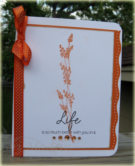 Supplies:<br />
Stamps: Papertrey Life<br />
Paper: Papertrey White &amp; Orange Zest<br />...