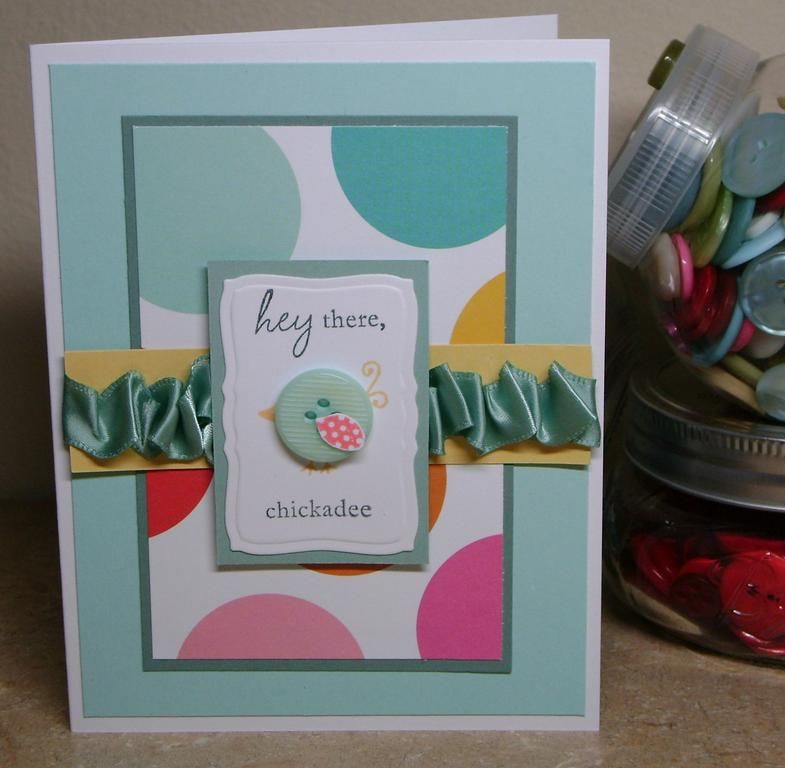Aqua mist &amp; Ocean tides paper, Bella Blvd Candy Buttons dp.<br />
My first try with this...