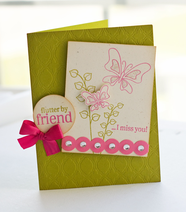# Stamps- Flutterby Friend (Available June 15th)<br />
# Ink- Hibiscus Burst, Simply...
