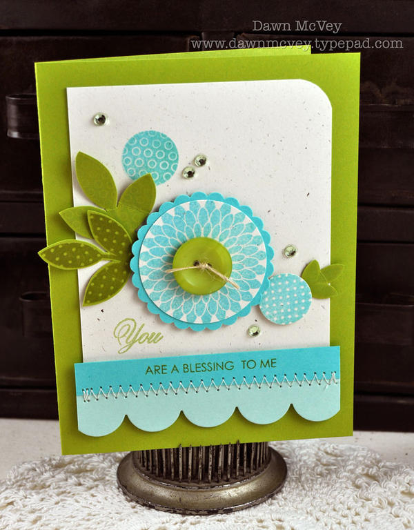 Paper: simply chartreuse, hawaiian shores, aqua mist, rustic cream<br />
Stamps: All About...