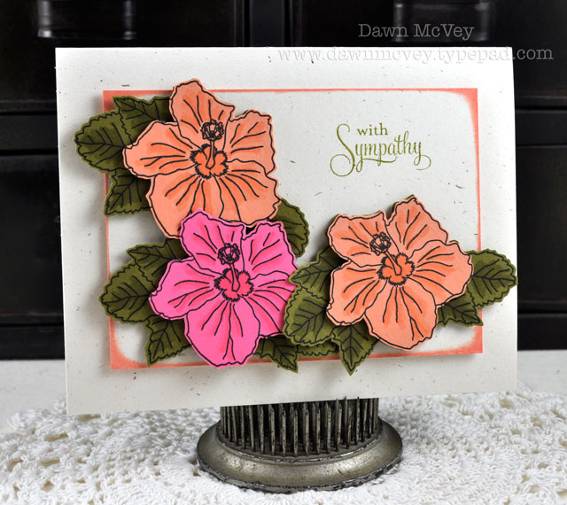 Paper: rustic cream, ripe avocado, melon berry, hibiscus burst<br />
Stamps: Aloha, Birds of a...