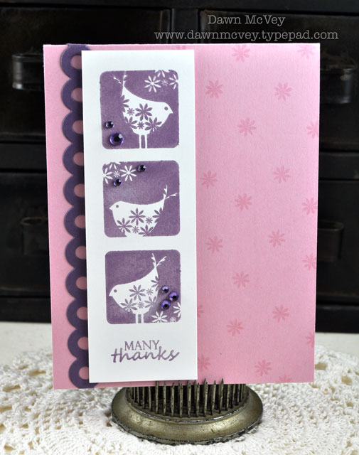 Paper: lavender moon, plum pudding, stamper's select white<br />
Stamps: Take Three:...