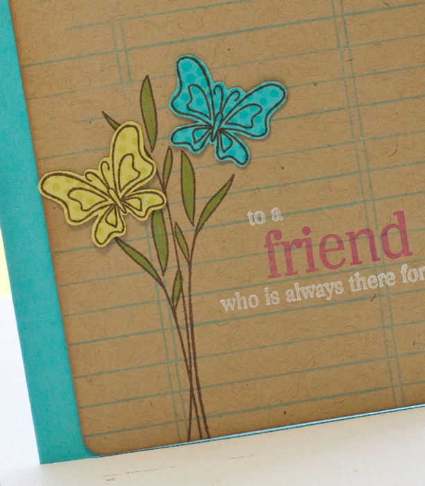 # Stamps Flutterby Friend, Library Ledger<br />
# Ink- VersaMark, Dark Chocolate, Fresh Snowm...