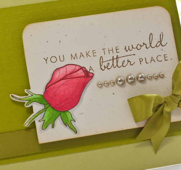 Stamps-Year of Flowers: Roses<br />
Ink- Dark Chocolate<br />
Paper- Simply Chartreuse, Spring...