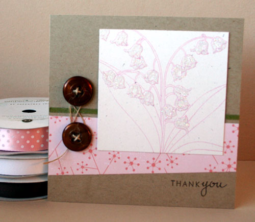 stamps: Year of Flowers: Lily of the Valley<br />
ink: Dark Chocolate, blush<br />
paper:...