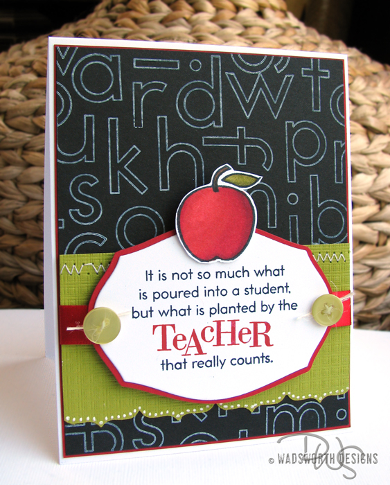 Teacher&#039;s Apple, Outlines Alpha, Mat stack die 1, canvas/linen impression plate.<br />...