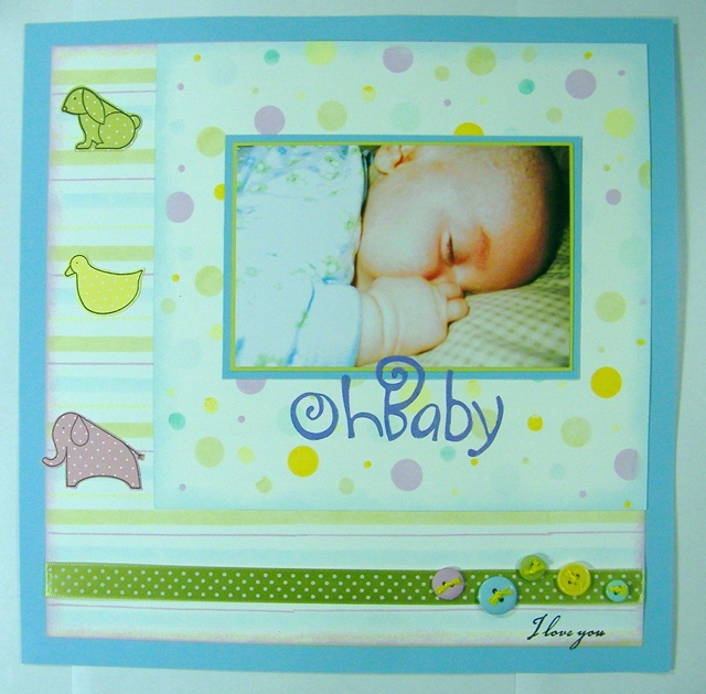 Polka Dot 1 and Faux Ribbon for the background papers; Daughter Emily for the baby!!