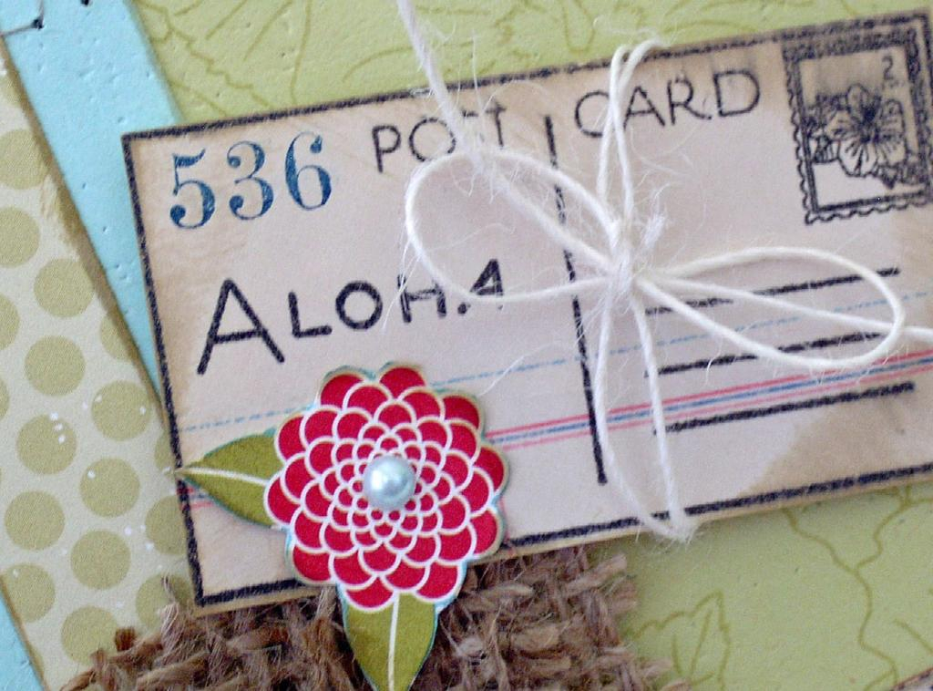 Papertrey Ink Supplies Used:<br />
Stamps:<br />
Aloha<br />
Paper:<br />
Aqua Mist, Kraft,...