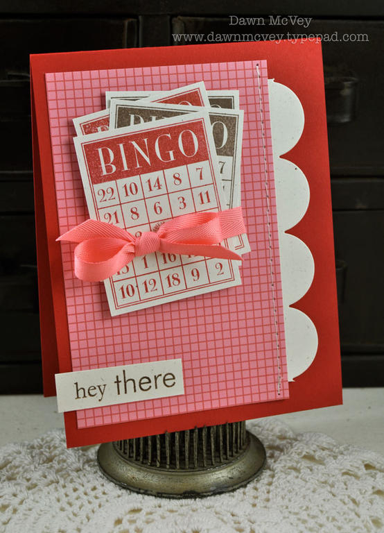 Paper: pure poppy, rustic cream, It's Official patterned paper<br />
Stamps: It's...