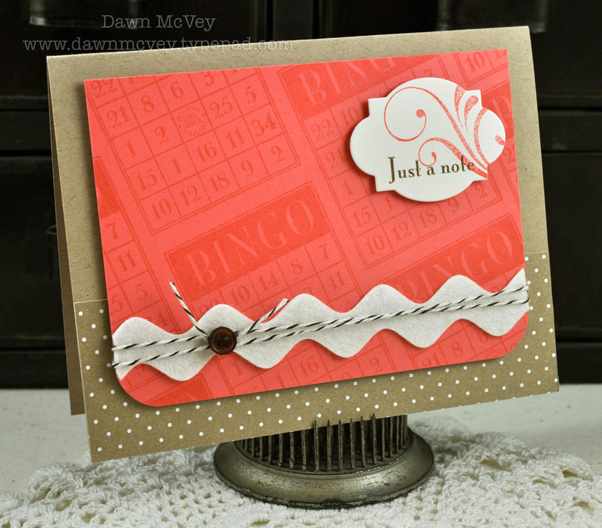 Paper: berry sorbet, kraft, vintage cream, 2009 Bitty Dot Basics patterned paper<br />
Stamps:...