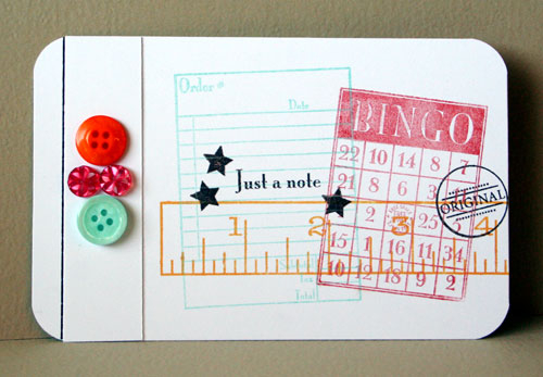 stamps: It&#039;s Official<br />
ink: Aqua Mist, Orange Zest, Pure Poppy, Dark Chocolate<br />...