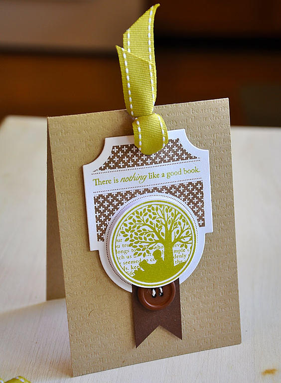 Stamp: All Booked Up<br />
Ink: Simply Chartreuse &amp; Dark Chocolate<br />
Cardstock: Kraft,...