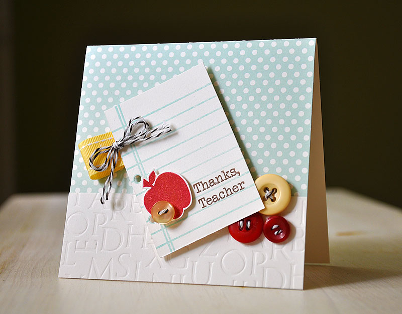 Stamps:  School Time<br />
Ink:  Aqua Mist, Pure Poppy &amp; Dark Chocolate<br />
Cardstock:...