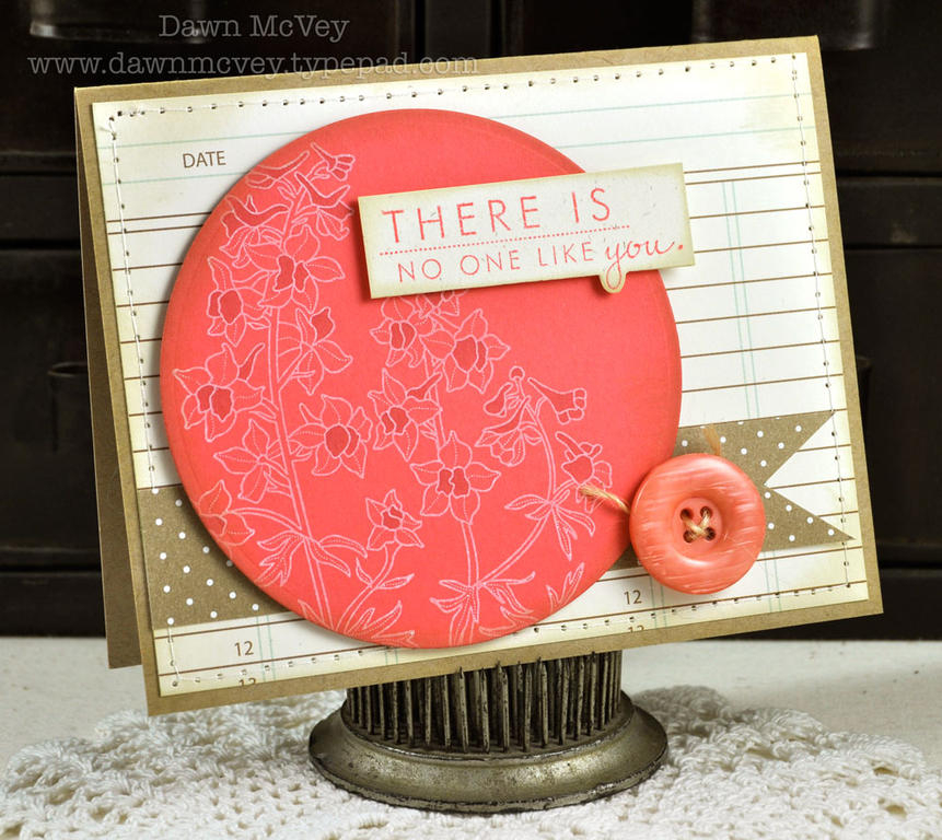 Paper: kraft, rustic cream, berry sorbet, 2009 Bitty Dot Basics, Library Ledger<br />
Stamps:...