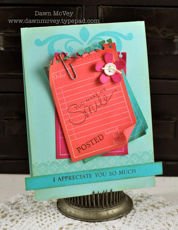 Paper: aqua mist, raspberry fizz, hawaiian shores, berry sorbet<br />
Stamps: It's...